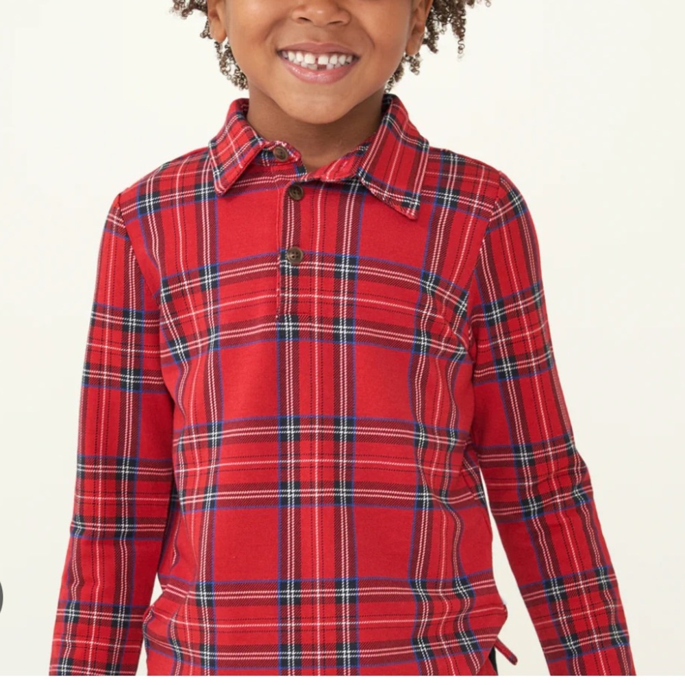 NWT — Little Sleepies Holiday Plaid Long Sleeve Polo Shirt